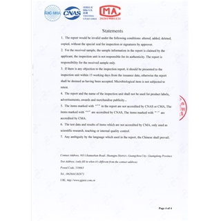 Test report of disposable protective mask